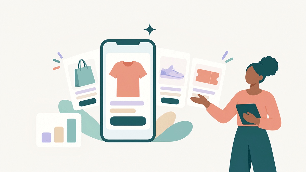 Fiches produit RCS suggérées par l'IA avec un graphique de ventes