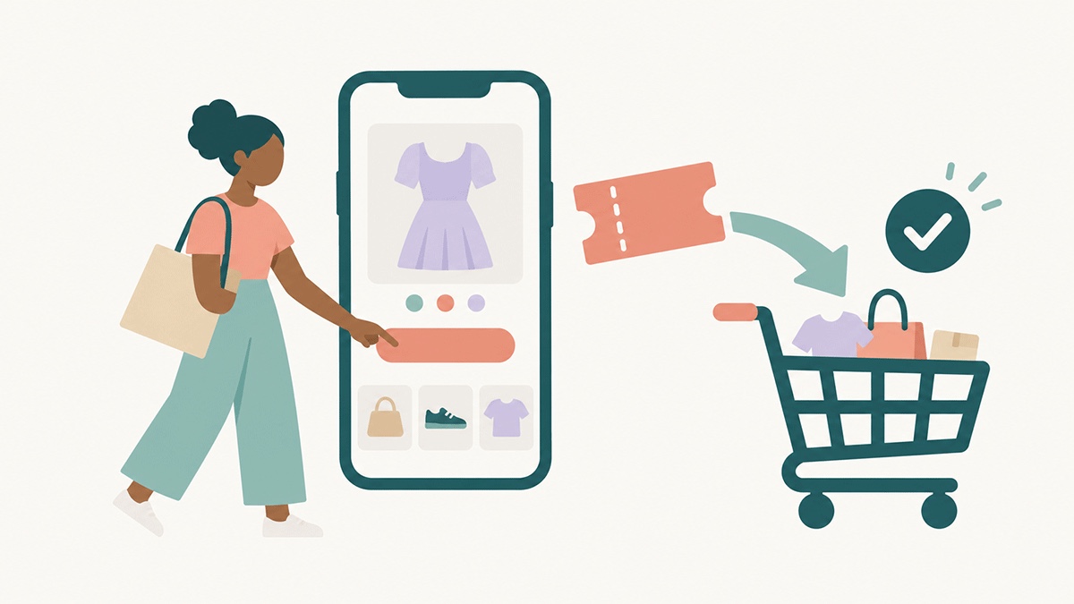 Un code promo Shopify qui passe d'un message RCS au panier