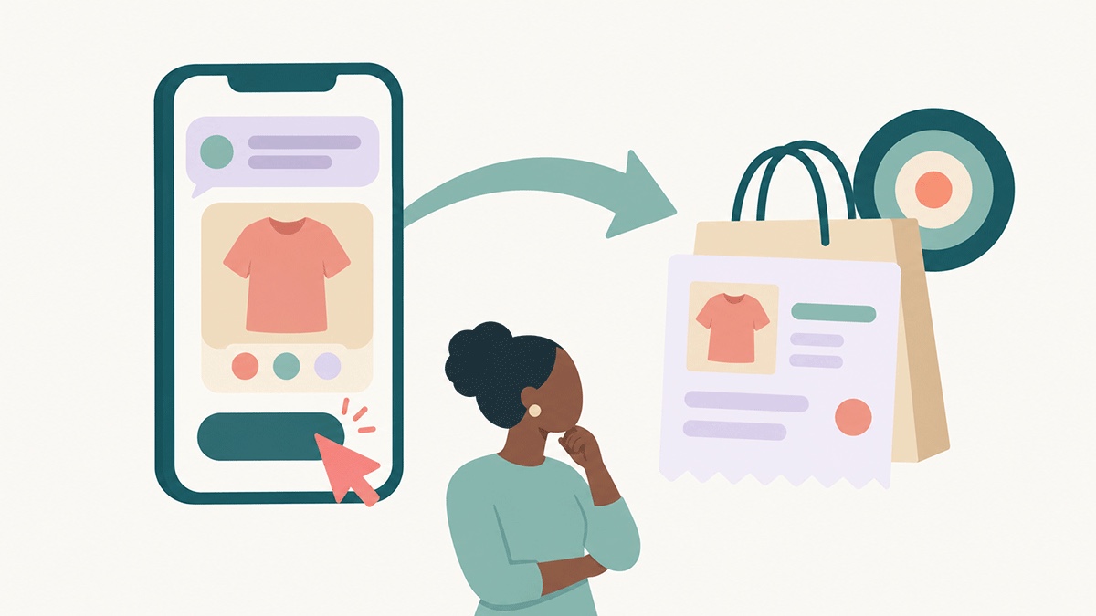 Un appui sur un message RCS menant à une commande Shopify reliée à la campagne